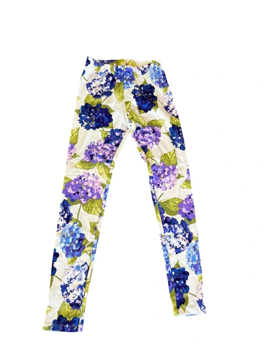 NWT Gymboree Size 12 White Leggings with Purple & Blue Floral Print